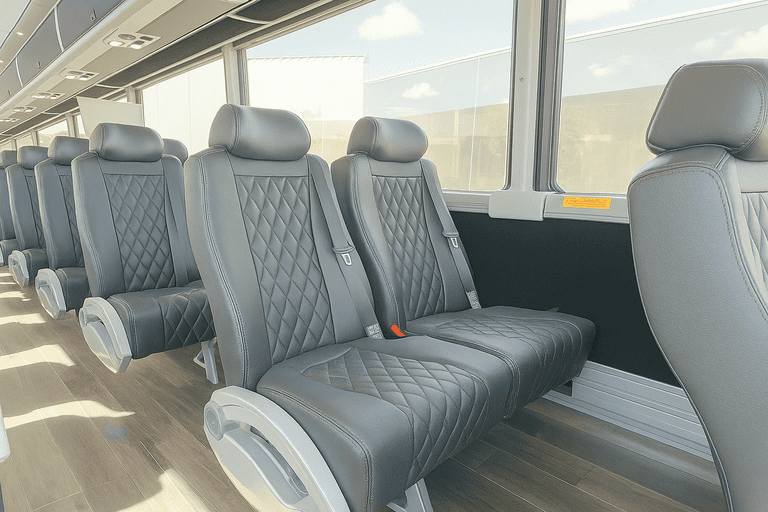 interior of Laredo Minibus Company charter bus