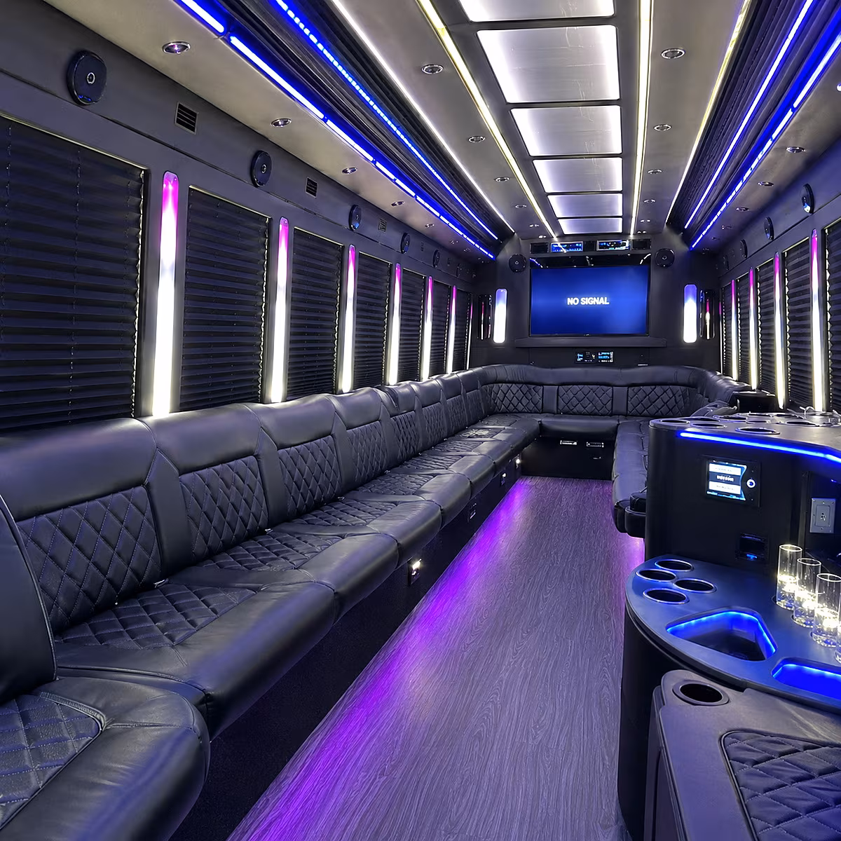laredo 30 passenger party bus inside