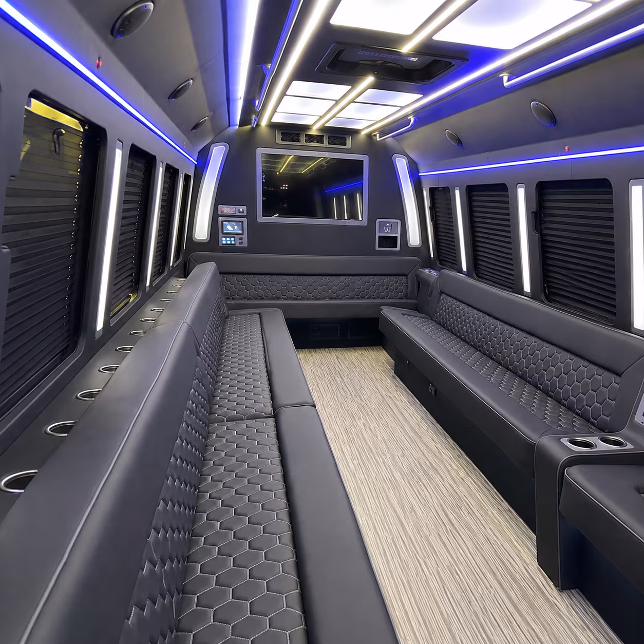 laredo 40 passenger party bus inside