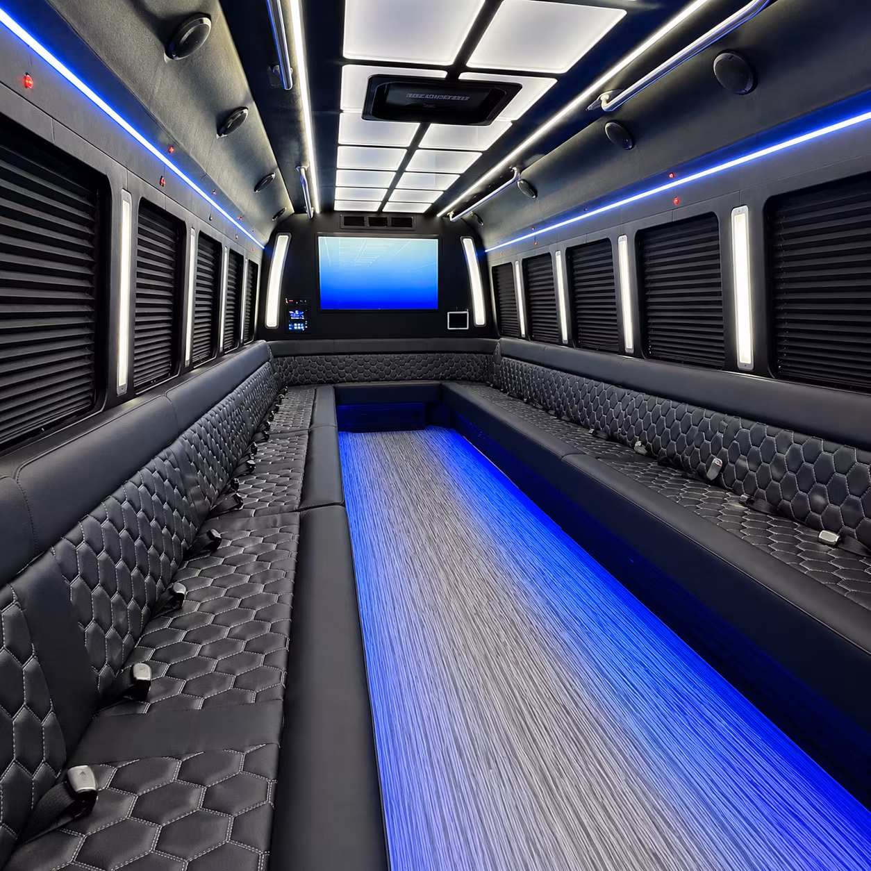 laredo 50 passenger party bus inside